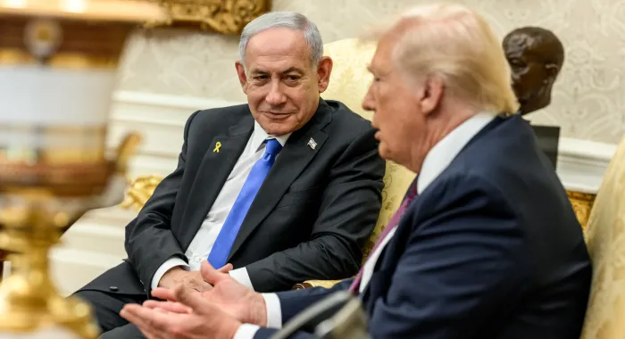Trump and Netanyahu joint press conference announcing the US peace plan for Gaza