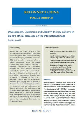 Development, Civilisation and Stability: the key patterns in China’s official discourse on the international stage