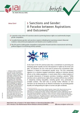 Sanctions and Gender: A Paradox between Aspirations and Outcomes?