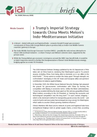 Trump&rsquo;s Imperial Strategy towards China Meets Meloni&rsquo;s Indo-Mediterranean Initiative