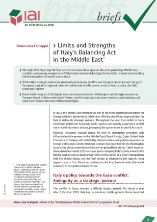 Limits and Strengths of Italy’s Balancing Act in the Middle East