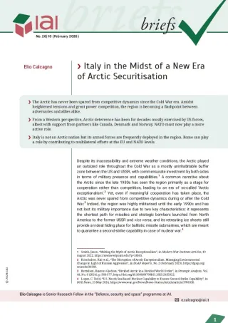 Italy in the Midst of a New Era of Arctic Securitisation