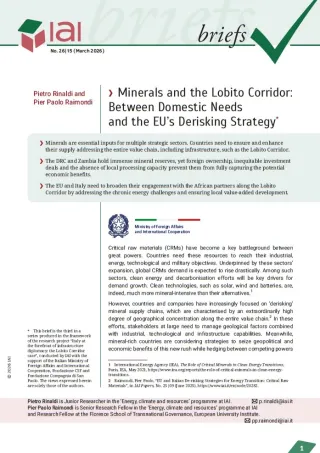 Minerals and the Lobito Corridor: Between Domestic Needs and the EU&rsquo;s Derisking Strategy
