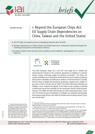 Beyond the European Chips Act: EU Supply Chain Dependencies on China, Taiwan and the United States