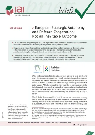 European Strategic Autonomy and Defence Cooperation: Not an Inevitable Outcome