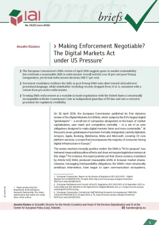 Making Enforcement Negotiable? The Digital Markets Act under US Pressure
