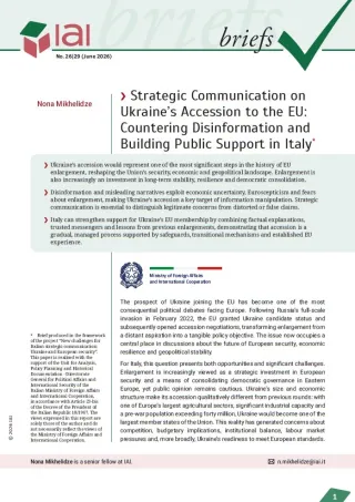 Strategic Communication on Ukraine’s Accession to the EU: Countering Disinformation and Building Public Support in Italy
