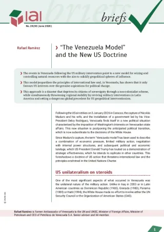 &ldquo;The Venezuela Model&rdquo; and the New US Doctrine