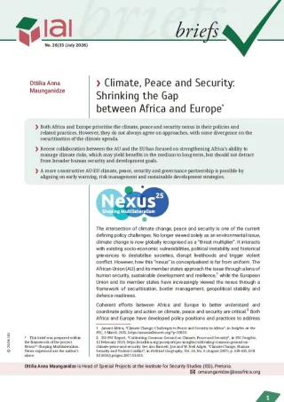 Climate, Peace and Security: Shrinking the Gap between Africa and Europe