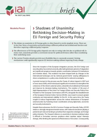 Shadows of Unanimity: Rethinking Decision-Making in EU Foreign and Security Policy