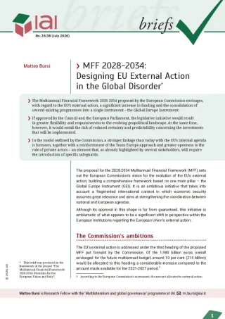 MFF 2028-2034: Designing EU External Action in the Global Disorder