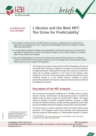 Ukraine and the Next MFF: The Strive for Predictability