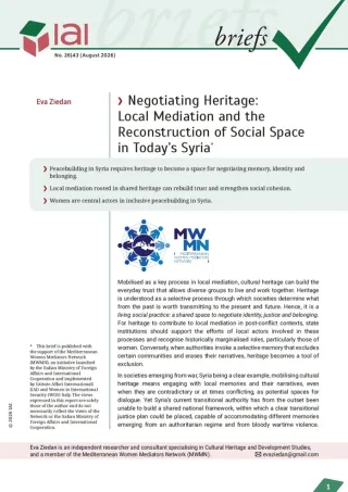 Negotiating Heritage: Local Mediation and the Reconstruction of Social Space in Today’s Syria
