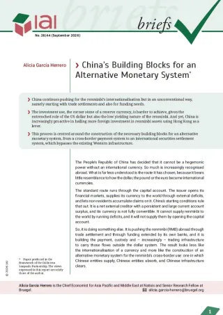 China’s Building Blocks for an Alternative Monetary System