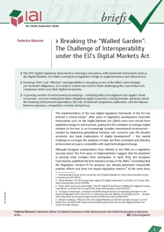 Breaking the &ldquo;Walled Garden&rdquo;: The Challenge of Interoperability under the EU&rsquo;s Digital Markets Act