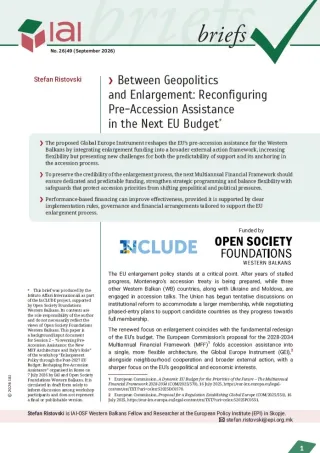 Between Geopolitics and Enlargement: Reconfiguring Pre-Accession Assistance in the Next EU Budget