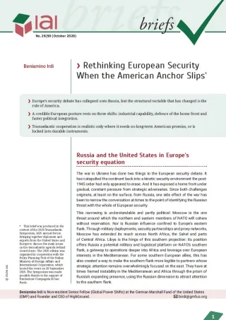 Rethinking European Security When the American Anchor Slips
