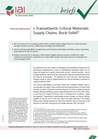 Transatlantic Critical Materials Supply Chains: Rock-Solid?