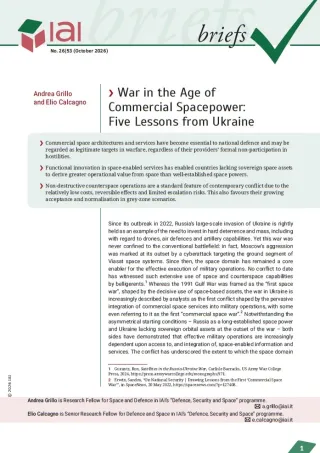 War in the Age of Commercial Spacepower: Five Lessons from Ukraine