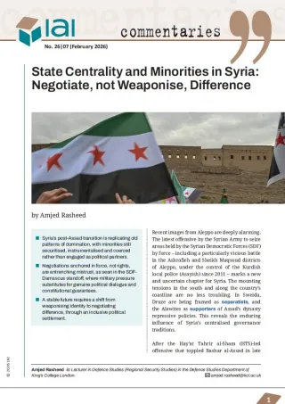 State Centrality and Minorities in Syria: Negotiate, not Weaponise, Difference