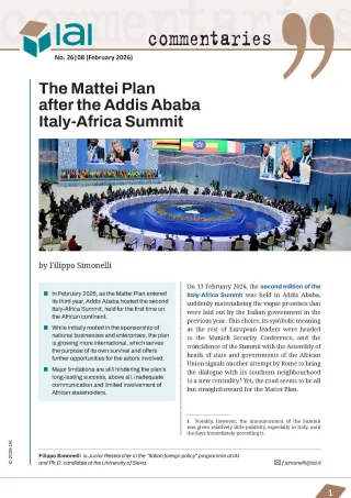 The Mattei Plan after the Addis Ababa Italy-Africa Summit