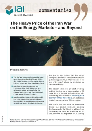 The Heavy Price of the Iran War on the Energy Markets &ndash; and Beyond