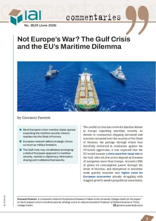 Not Europe’s War? The Gulf Crisis and the EU’s Maritime Dilemma