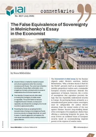 The False Equivalence of Sovereignty in Melnichenko’s Essay in the Economist