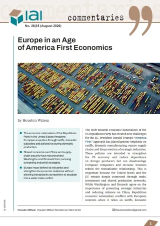 Europe in an Age of America First Economics