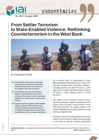From Settler Terrorism to State-Enabled Violence: Rethinking Counterterrorism in the West Bank