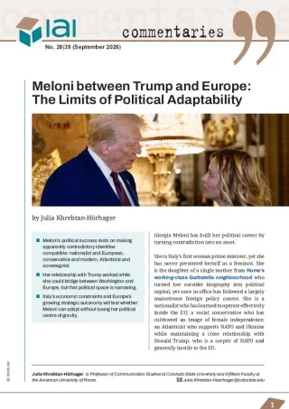 Meloni between Trump and Europe: The Limits of Political Adaptability