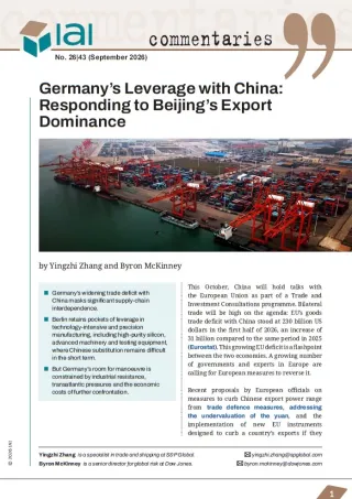 Germany’s Leverage with China: Responding to Beijing’s Export Dominance