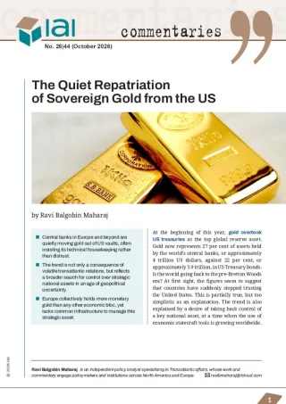 The Quiet Repatriation of Sovereign Gold from the US