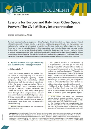 Lessons for Europe and Italy from Other Space Powers: The Civil-Military Interconnection