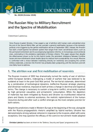 The Russian Way to Military Recruitment and the Spectre of Mobilisation