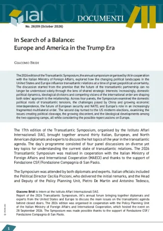 In Search of a Balance: Europe and America in the Trump Era