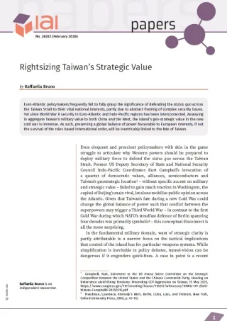 Rightsizing Taiwan&rsquo;s Strategic Value