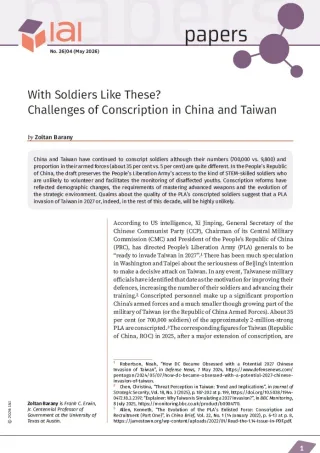 With Soldiers Like These? Challenges of Conscription in China and Taiwan