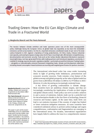 Trading Green: How the EU Can Align Climate and Trade in a Fractured World