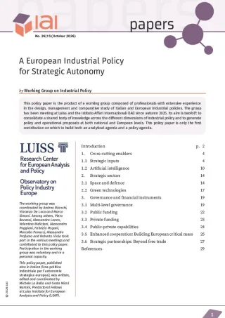A European Industrial Policy for Strategic Autonomy