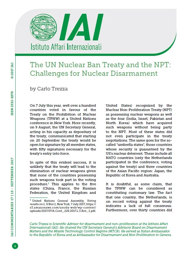 The UN Nuclear Ban Treaty and the NPT: Challenges for Nuclear ...
