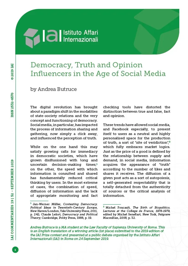 Democracy, Truth and Opinion Influencers in the Age of Social Media ...