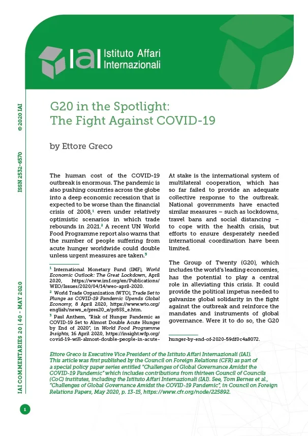 G20 in the Spotlight: The Fight Against COVID-19 | Istituto Affari ...