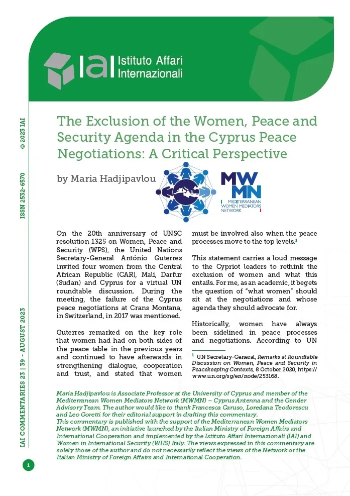 The Exclusion of the Women, Peace and Security Agenda in the Cyprus ...