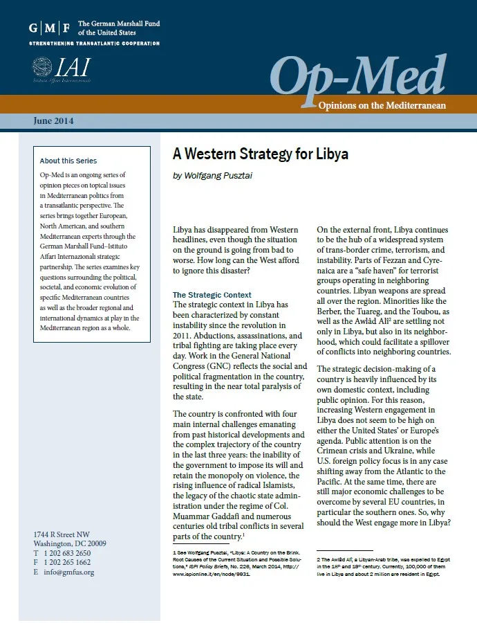 A Western Strategy for Libya | Istituto Affari Internazionali