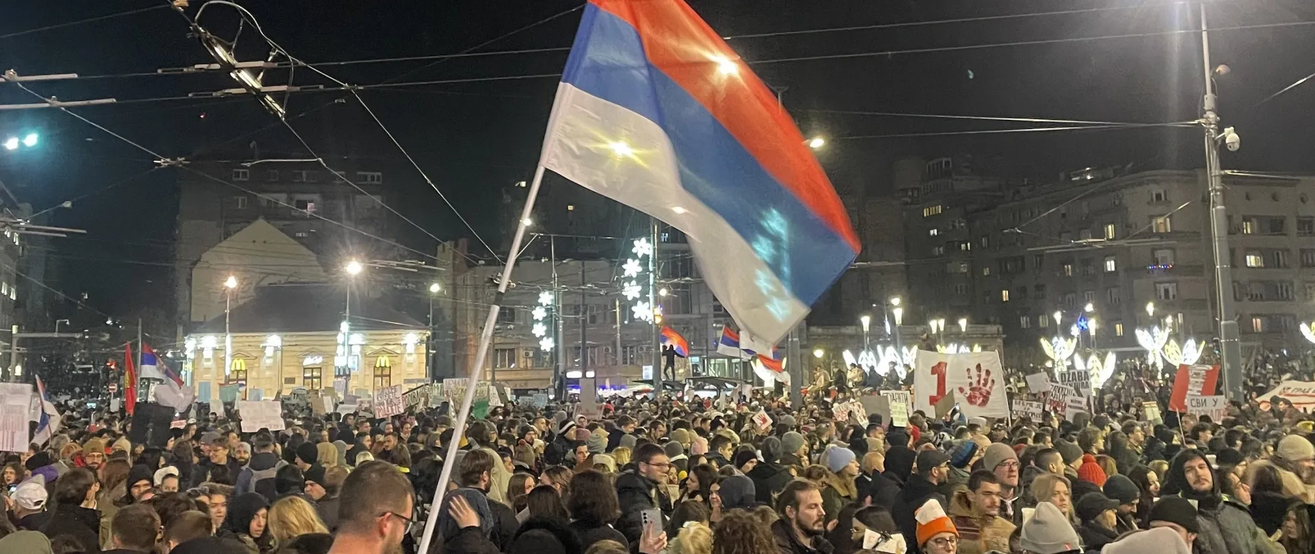 Serbia, Belgrade, Slavija Square, 22 December 2024, anti-government protest